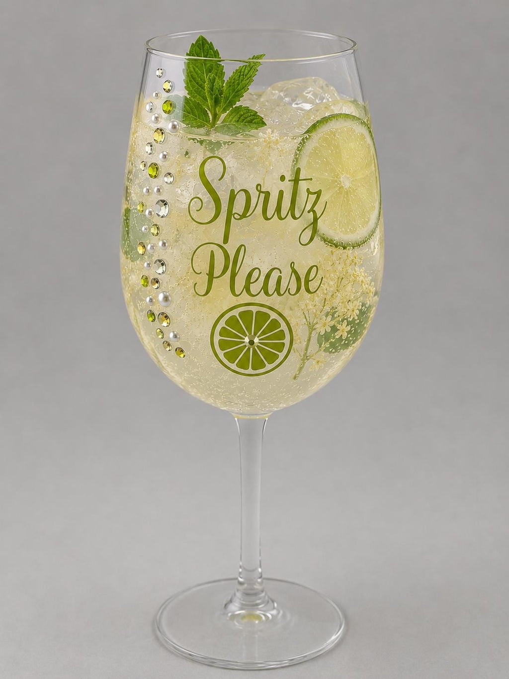 Aperol Limoncello Hugo Spritz Cocktail Glassware Summer Party Drinkware Gift Brunch Stemware Rhinestone Wine Handcrafted Spritz Please