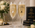 Bride & Groom Champagne Flutes Case Closed Wedding Glasses Lawyer Wedding Gift Passed the Bar Flutes Attorney Bride Groom Toasting Set