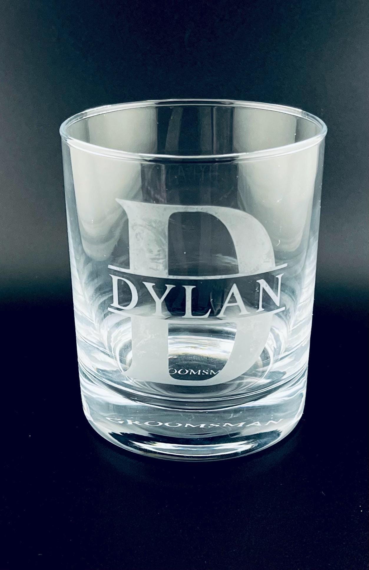 Groomsman Whiskey Glass Etched Rocks Personalized Best Man Gift Custom Groom Wedding Party Favor Engraved Initial Name Monogram Bourbon