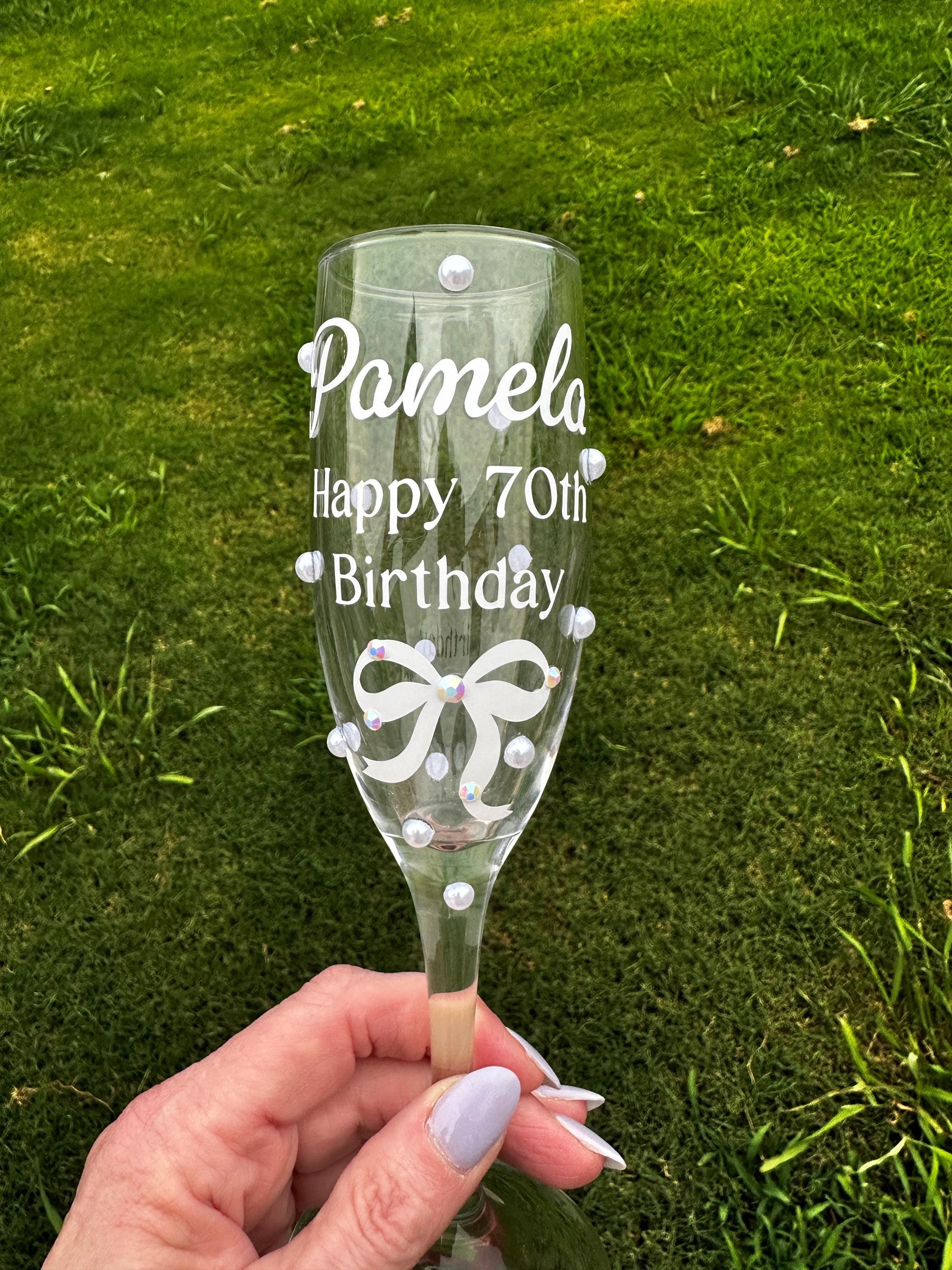 Custom Champagne Flute Personalized Birthday Gift Under 20 Milestone Celebration Stemware Engraved 21st Prosecco Glass Unique Wine