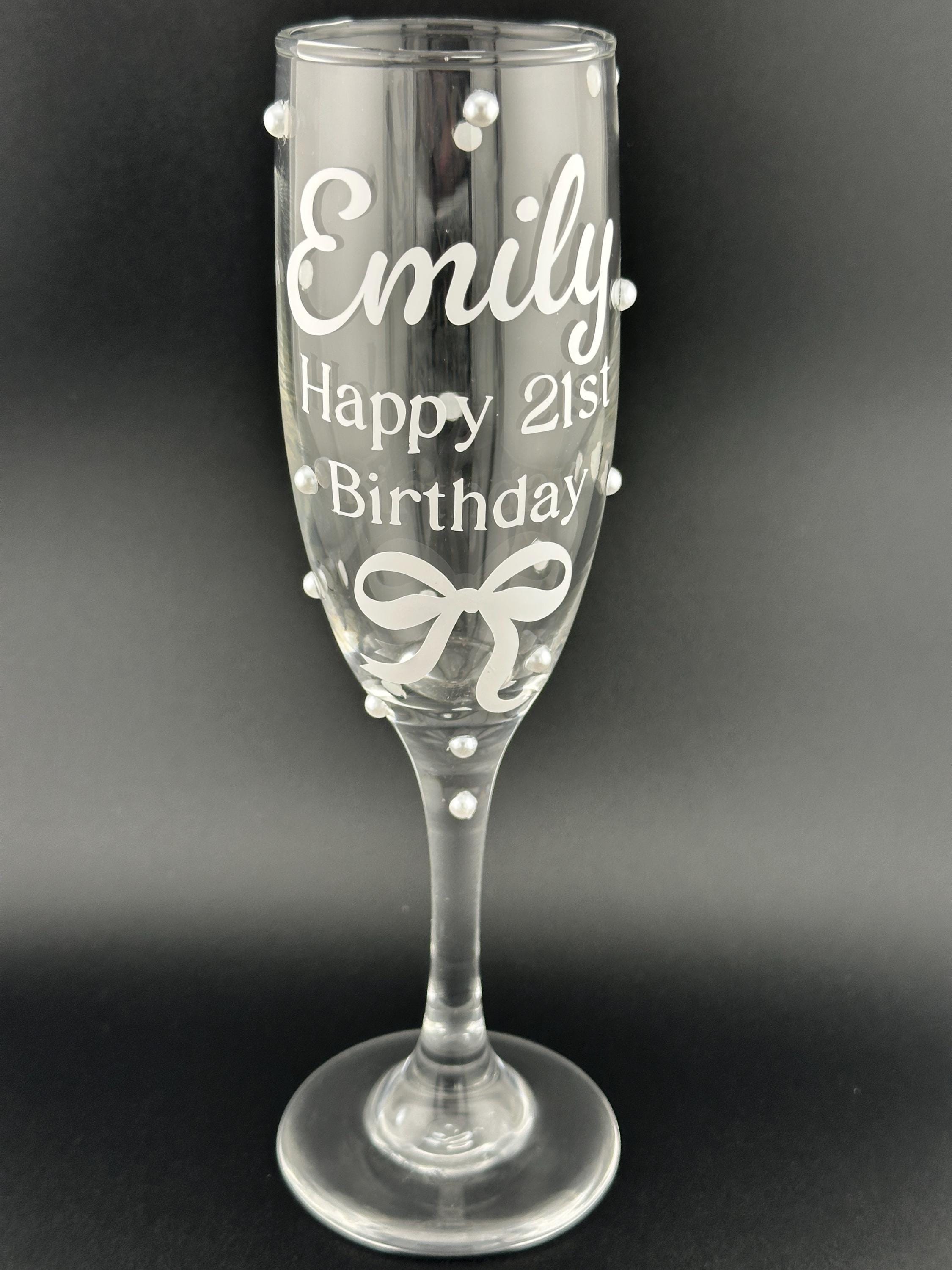 Custom Champagne Flute Personalized Birthday Gift Under 20 Milestone Celebration Stemware Engraved 21st Prosecco Glass Unique Wine