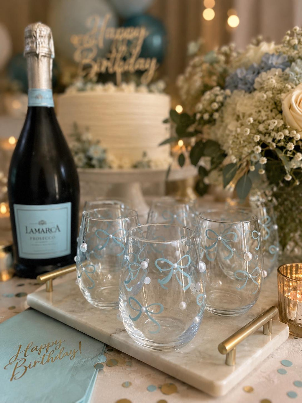 Sparkly Wine Glass Happy Birthday Gift Woman Bachelorette Party Stemless Birthday Glam Celebration Bridal Shower Bridesmaid Appreciation