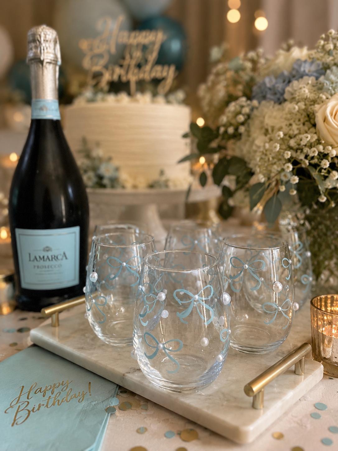 Sparkly Wine Glass Happy Birthday Gift Woman Bachelorette Party Stemless Birthday Glam Celebration Bridal Shower Bridesmaid Appreciation