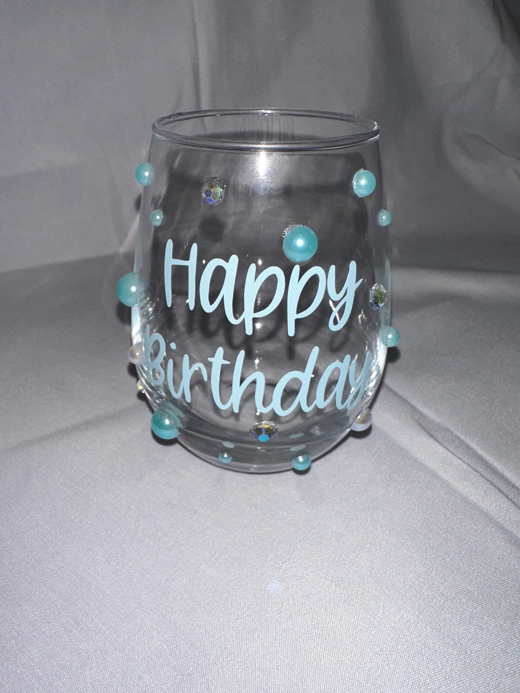 Sparkly Wine Glass Rhinestone Stemless Birthday Celebration Gift Her Milestone Occasion Present Handcrafted Decorative Stemware Bling Party
