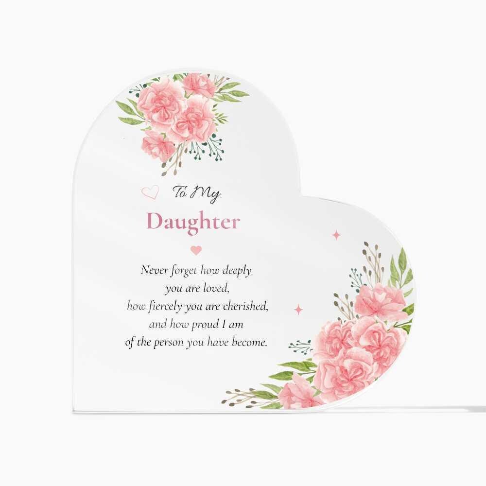 Daughter Gift Mom Acrylic Plaque Birthday Keepsake Present Meaningful Mother Token Christmas Ornament Floral Heart