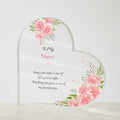 Niece Birthday Gift Aunt Keepsake Acrylic Plaque Pink Floral Heart Display Meaningful Memento Sentimental Tribute Family Relationship